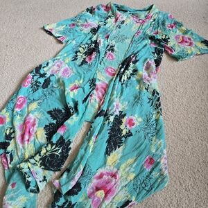 Billabong 100% Rayon Long Sides Asymmetrical Floralcore Cardi Beach Cover